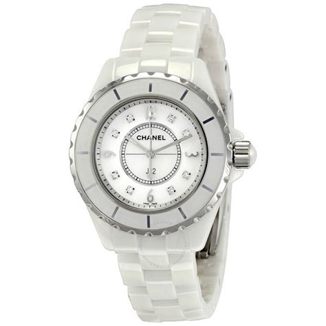 ladies white ceramic chanel watches|chanel j12 diamond watch.